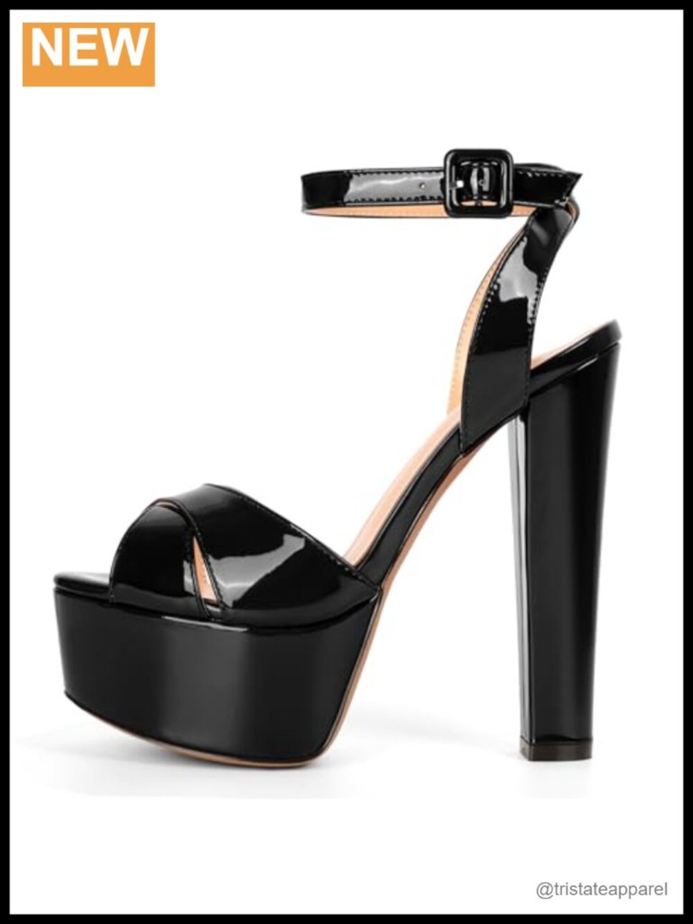 Women's Platform Heeled Sandals Peep Toe Ankle Strap 6 Inch Chunky High Heel